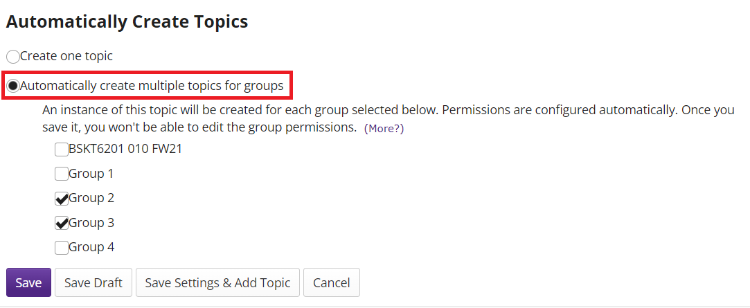 Automatically create topics for groups