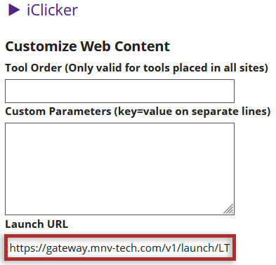 Paste the 'Course Specific LTI Link' into the Launch URL