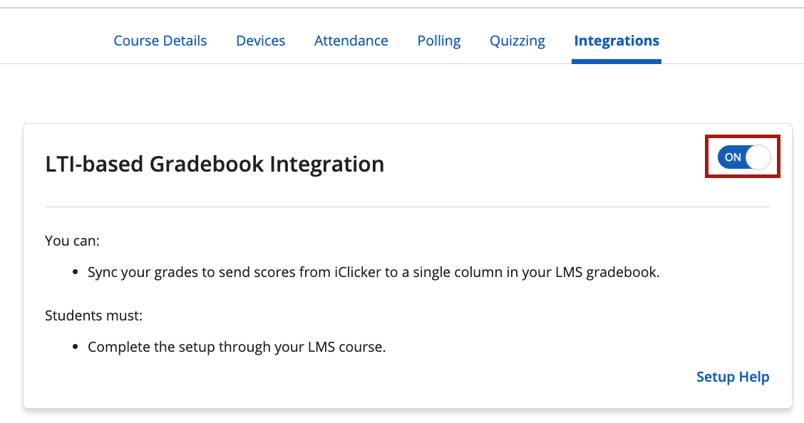 Turn on LTI-based Gradebook Integration