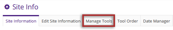 List of buttons with the Manage Tools button highlighted.