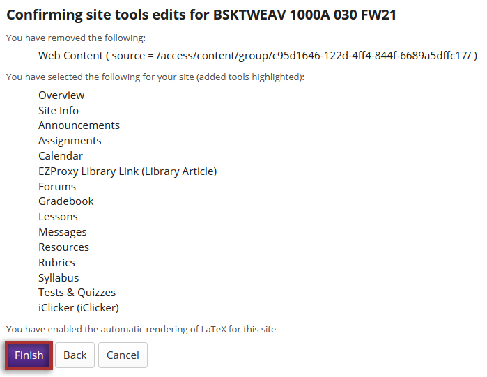 Screenshot of OWL Site Info tool, displays link in side navigation.