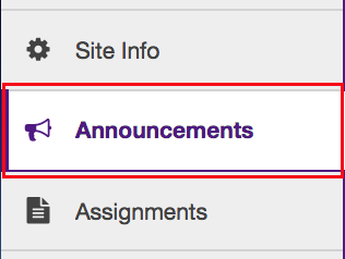 To access this tool, select Announcements from the Tool Menu in your site.