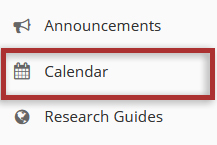 Screenshot of OWL Calendar tool, displays side navigation link on course site.