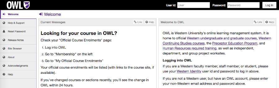 A screenshot of the OWL Gateway page