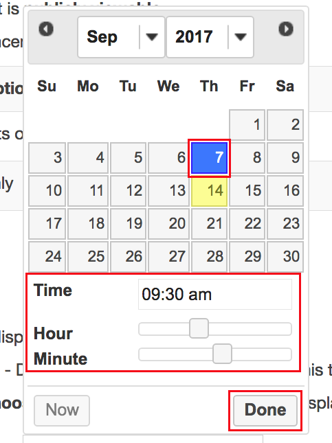 Click calendar icon to insert date and time.