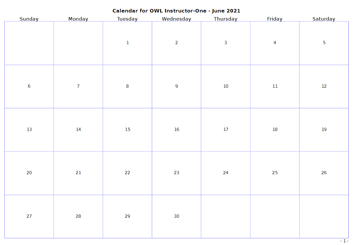 Screenshot of the pdf version of the calendar.