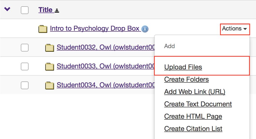Click actions to upload files.