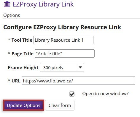 Enter the URL of the resource in the text entry field.