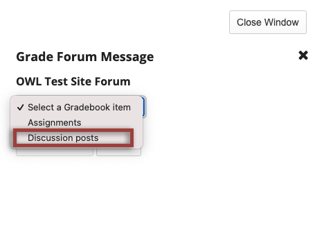 Select a gradebook item to associate the forum with.