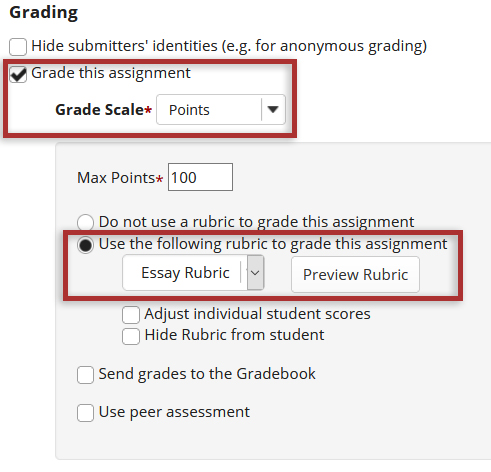 Screenshot of OWL Assignment tool. Displays grading configuration for assignments.