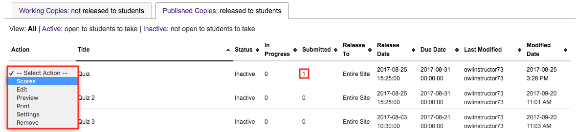 Go to the assessment submissions.