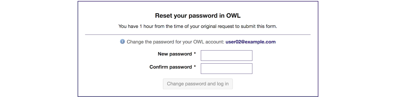 Screenshot of the create a new password page.