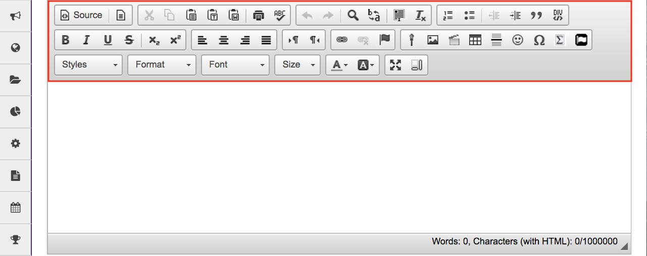word rich text content control size