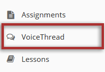 Screenshot of OWL VoiceThread tool, displays link to access tool from side navigation.