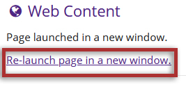 Re-launch page in new window link highlighted